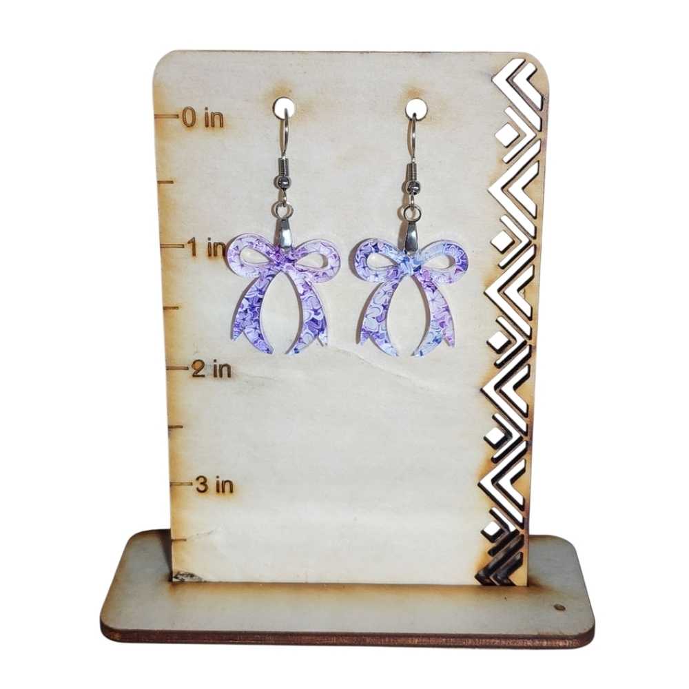 Violet Bloom Bow Acrylic Drop Earrings